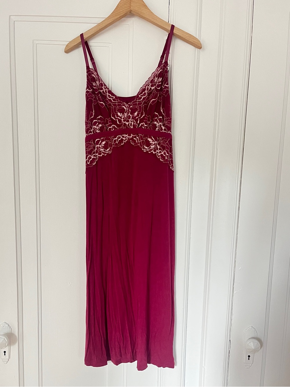 Women's Burgundy/pink Lace-Trim dress